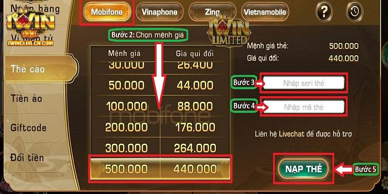 Lý do khiến việc nạp tiền IWIN bằng thẻ cào không thành công